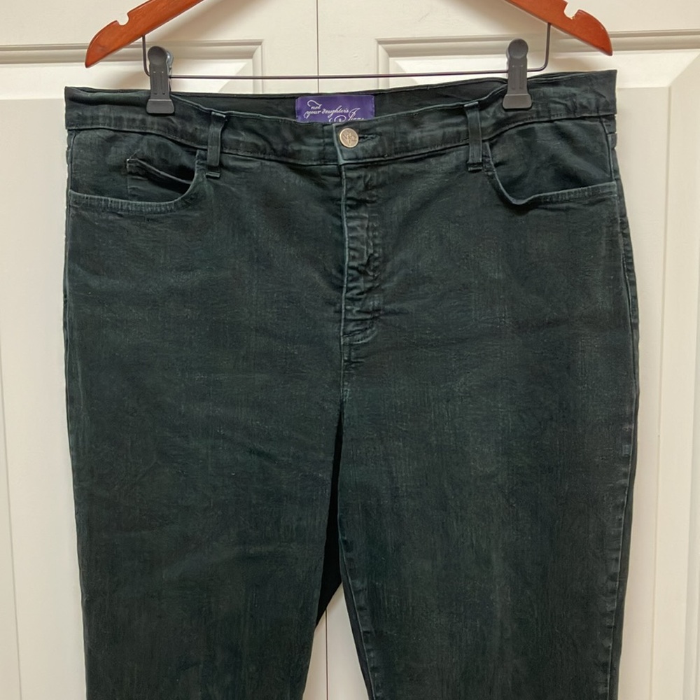 NYDJ Sara classic bootcut stretch black denim jeans, high waisted, Lift/Tuck 16P